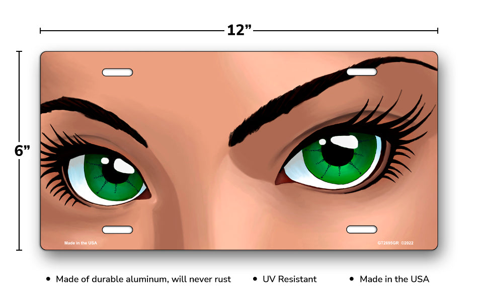 Green Eyes Light Skin License Plate