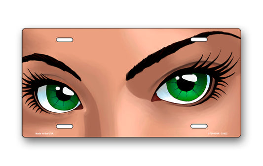 Green Eyes Light Skin License Plate