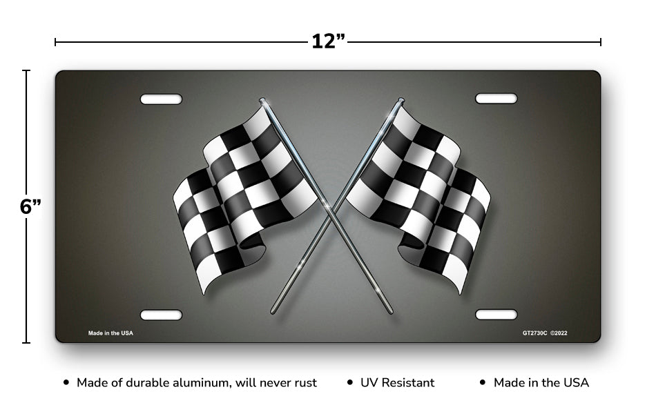 Checkered Flags on Gray License Plate