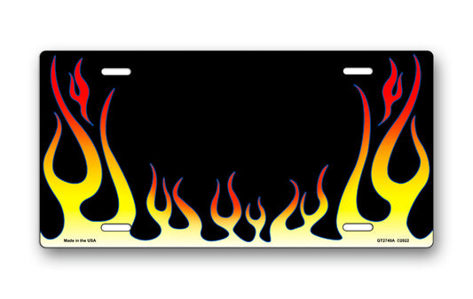 Red and Yellow Classic Flames License Plate