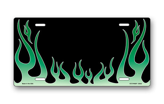 Green Classic Flames License Plate