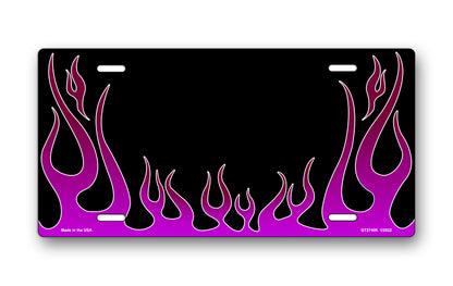Purple Classic Flames License Plate