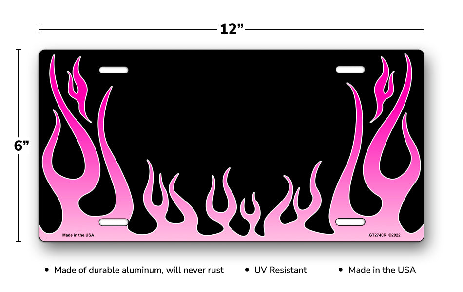 Pink Classic Flames License Plate
