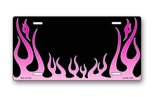 Pink Classic Flames License Plate
