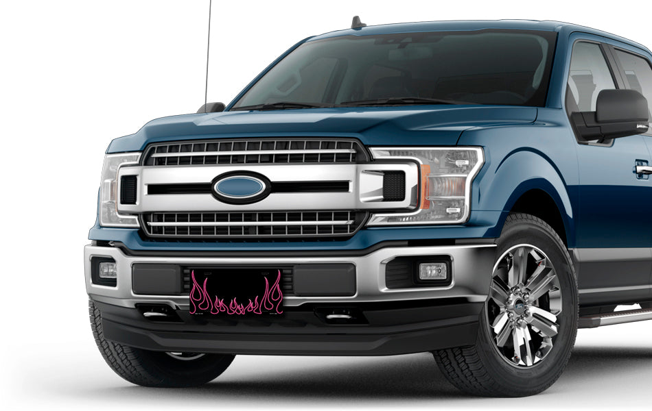 Pink Neon Classic Flames License Plate