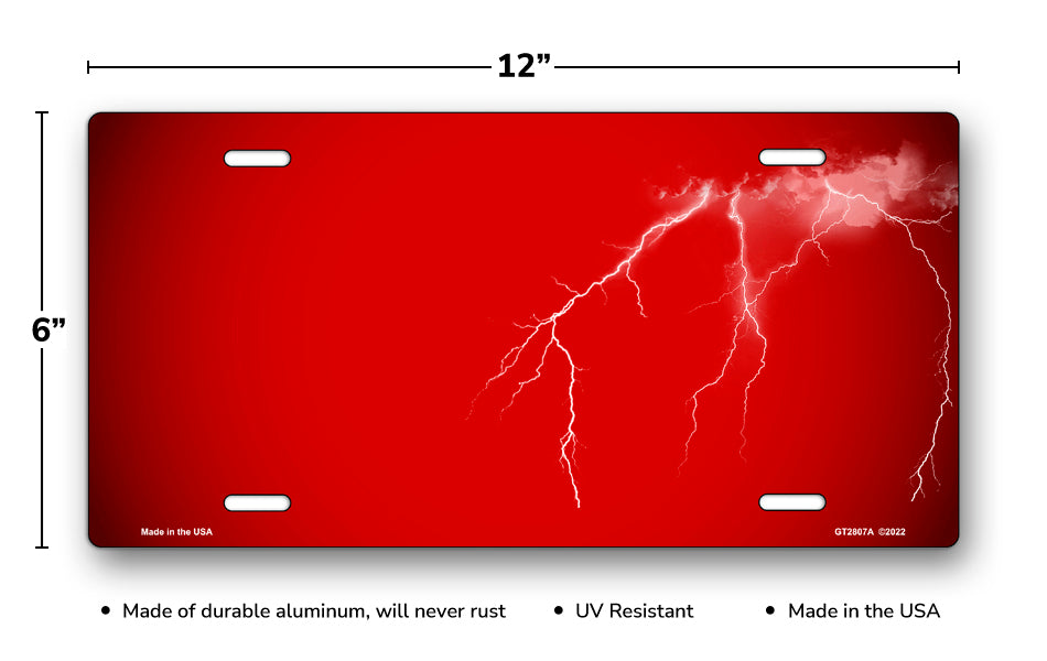 Lightning on Red License Plate