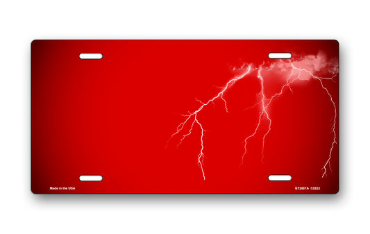 Lightning on Red License Plate