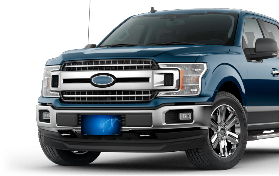 Lightning on Blue License Plate