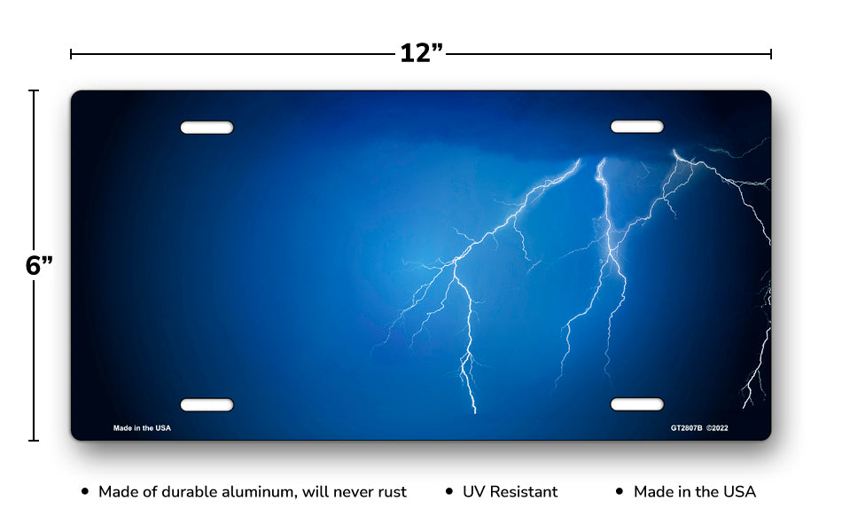 Lightning on Blue License Plate
