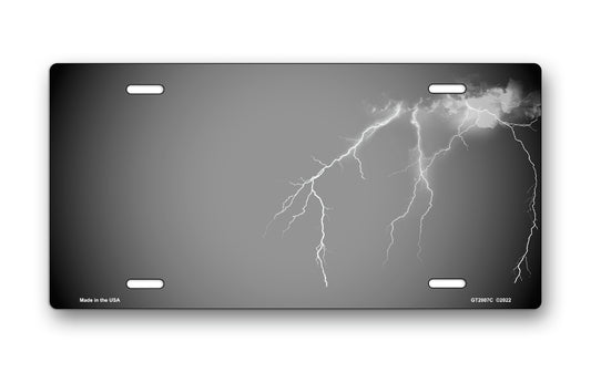 Lightning on Gray License Plate