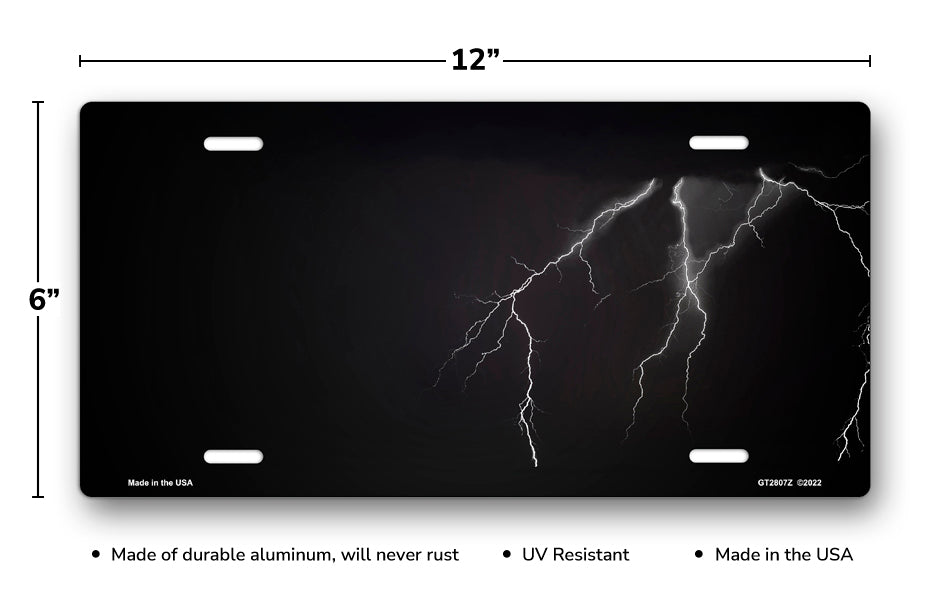 Lightning on Black License Plate