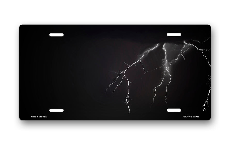 Lightning on Black License Plate