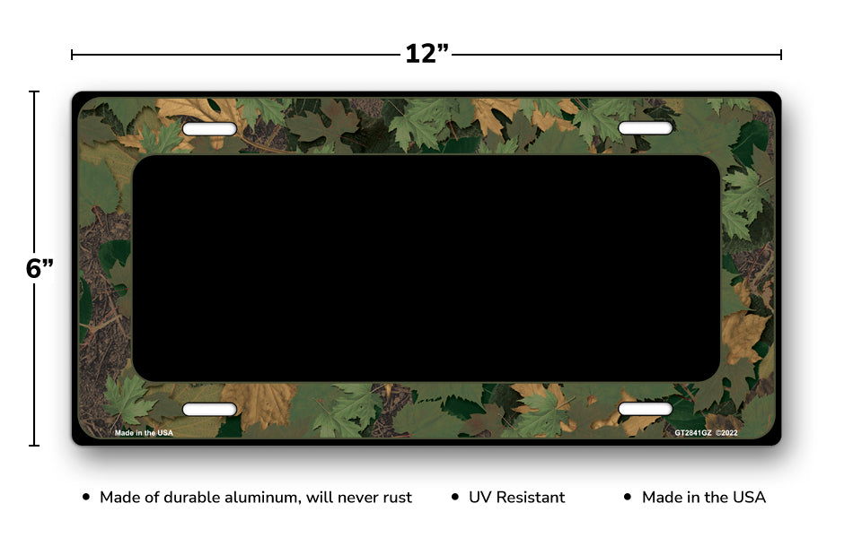 Camo Border on Black License Plate