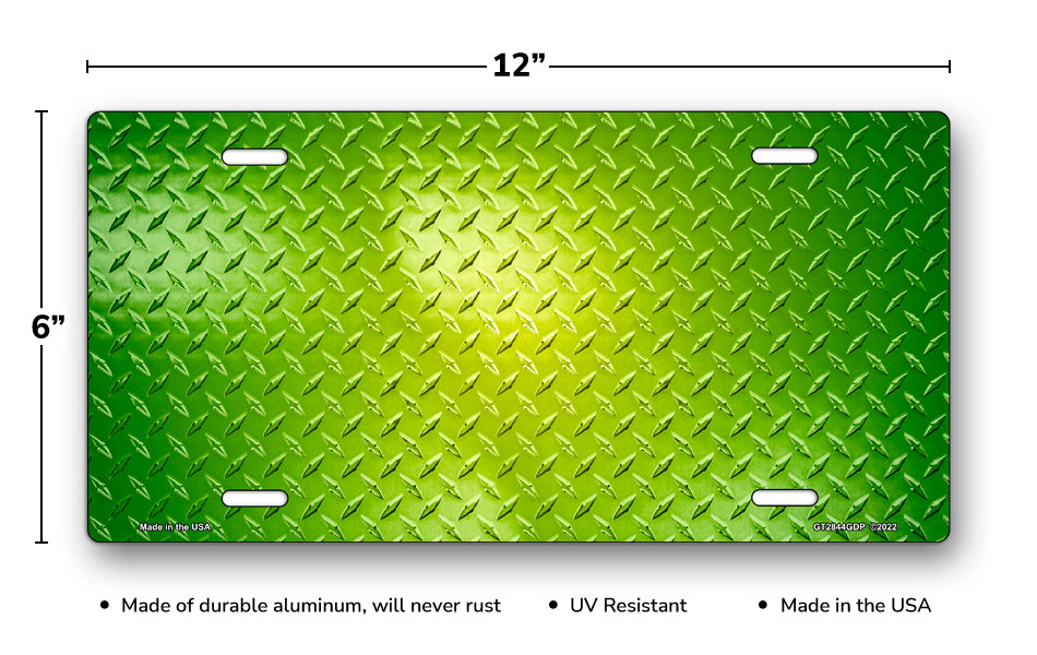 Green Simulated Diamond Plate License Plate