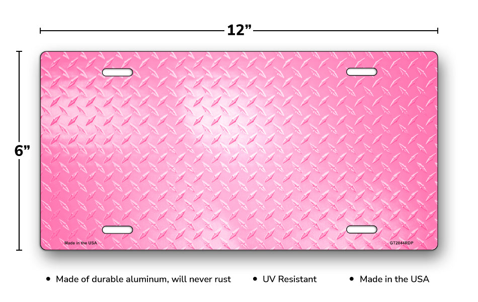 Pink Simulated Diamond Plate License Plate
