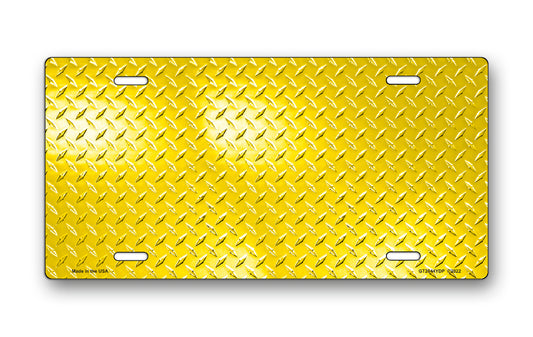 Yellow Diamond Plate License Plate