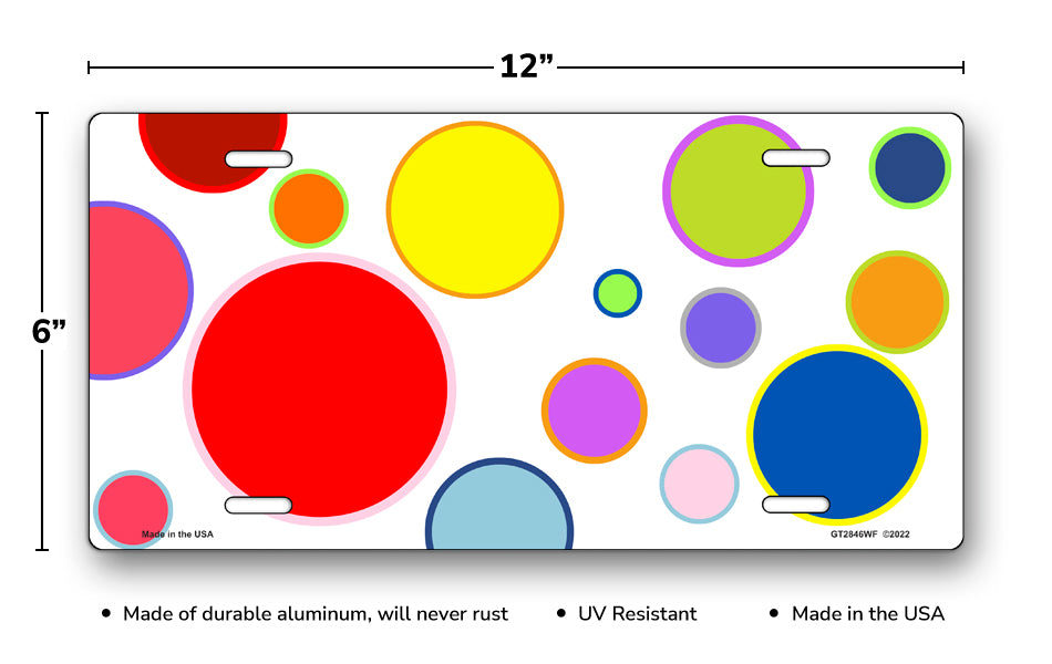 Colorful Polka Dots License Plate