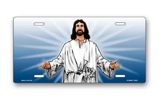 Jesus on Blue License Plate