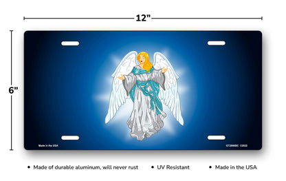 Light Skin Angel on Blue License Plate