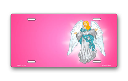 Light Skin Angel on Pink Offset License Plate