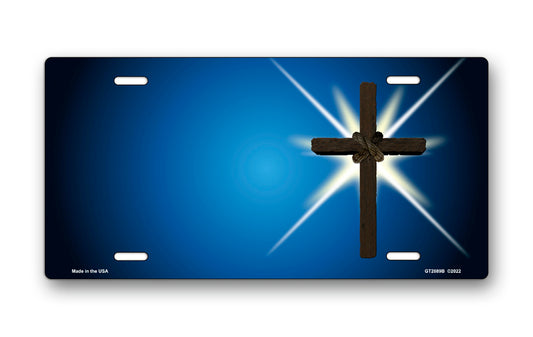 Shining Cross on Blue License Plate