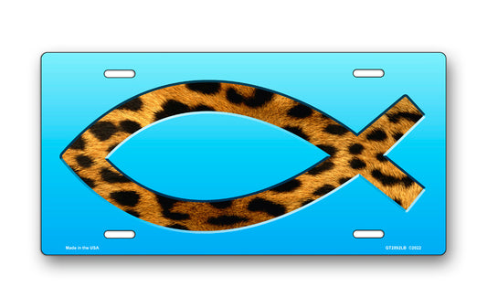 Cheetah Ichthus on Light Blue License Plate