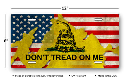 Don't Tread On Me on American Flag License Plate