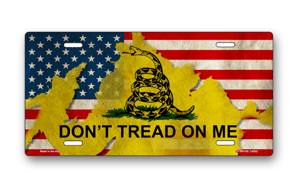 Don't Tread On Me on American Flag License Plate