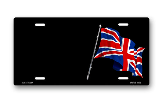 British Flag on Black Offset License Plate