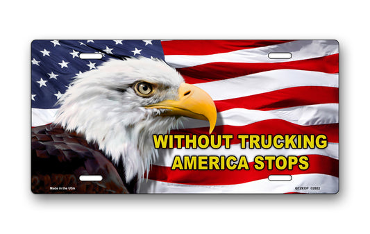 Bald Eagle Without Trucking America Stops Flag License Plate