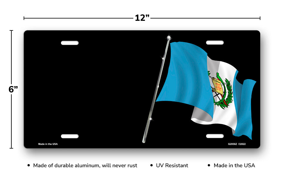 Guatemalan Flag on Black Offset License Plate