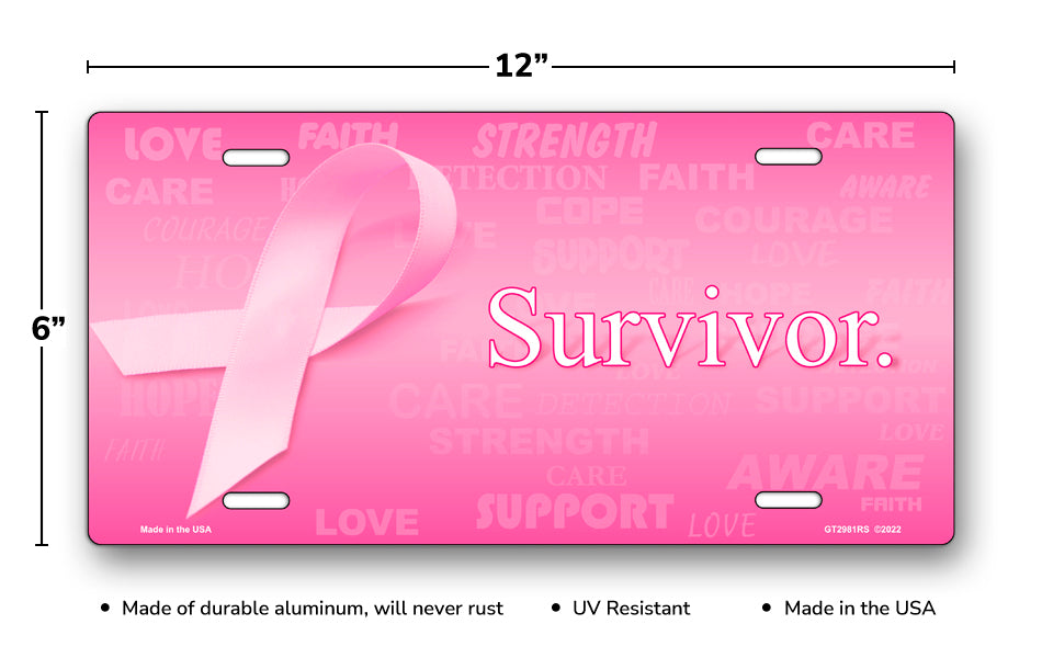 Survivor Pink Ribbon License Plate