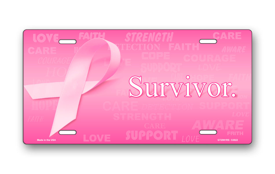 Survivor Pink Ribbon License Plate