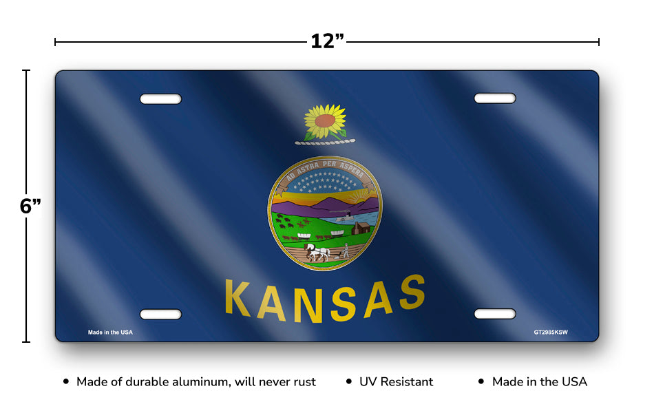 Wavy Kansas State Flag License Plate