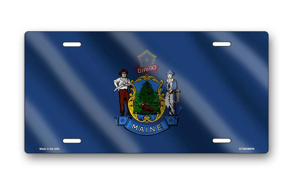 Wavy Maine State Flag License Plate