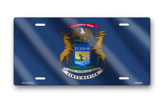 Wavy Michigan State Flag License Plate