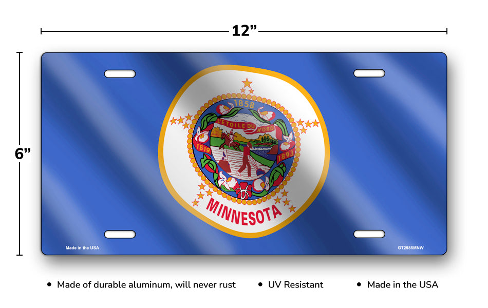 Wavy Minnesota State Flag License Plate