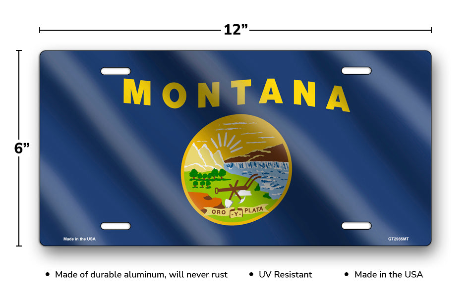 Wavy Montana State Flag License Plate