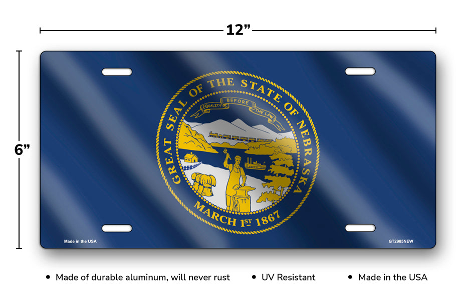 Wavy Nebraska State Flag License Plate