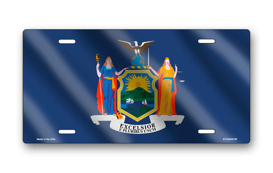 Wavy New York State Flag License Plate