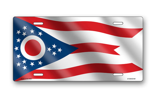Wavy Ohio State Flag License Plate