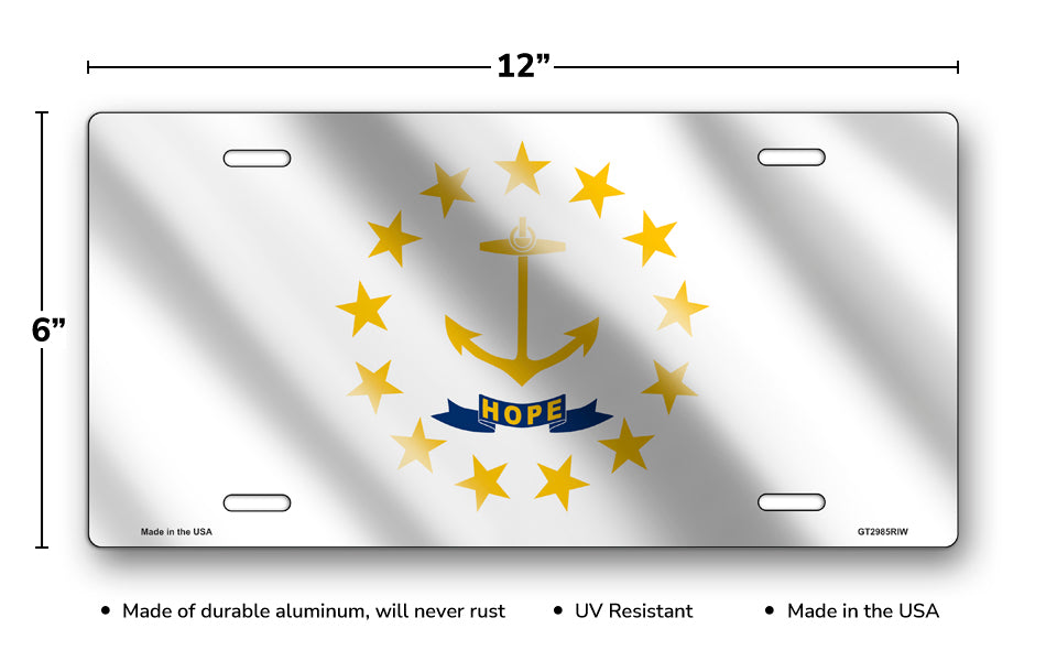 Wavy Rhode Island State Flag License Plate