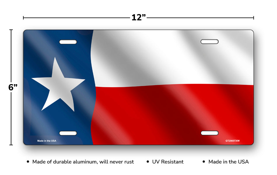 Wavy Texas State Flag License Plate