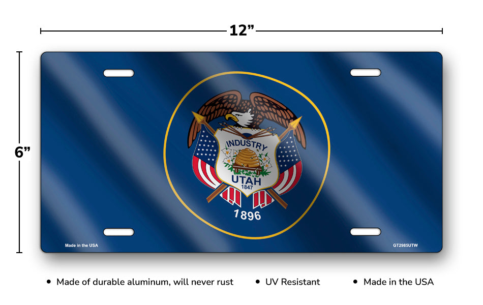 Wavy Utah State Flag License Plate