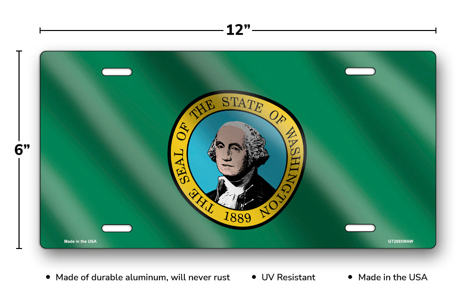 Wavy Washington State Flag License Plate