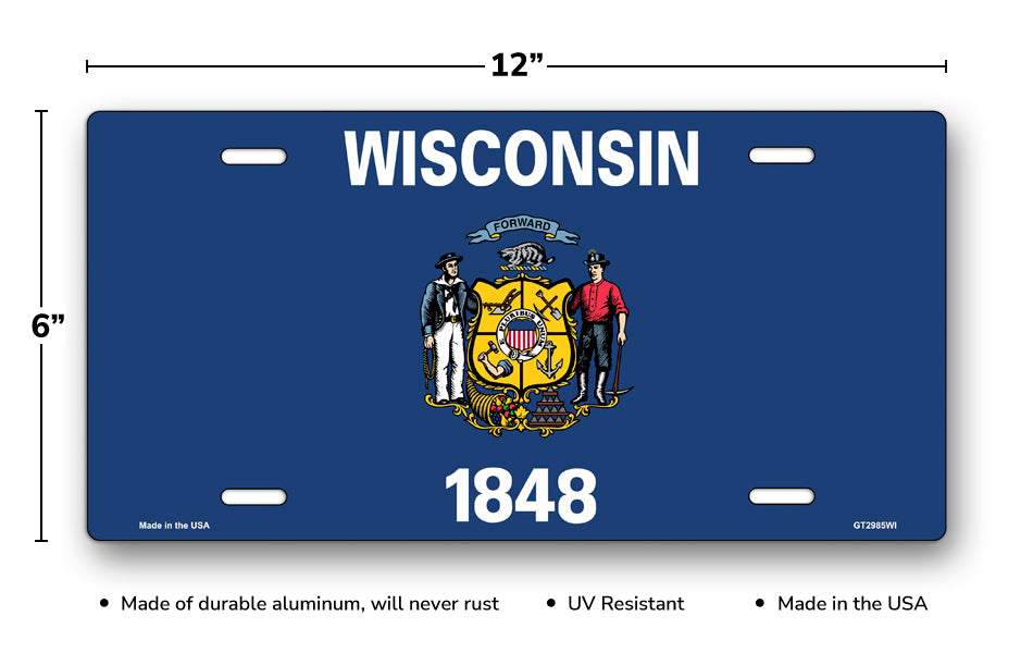Wisconsin State Flag License Plate