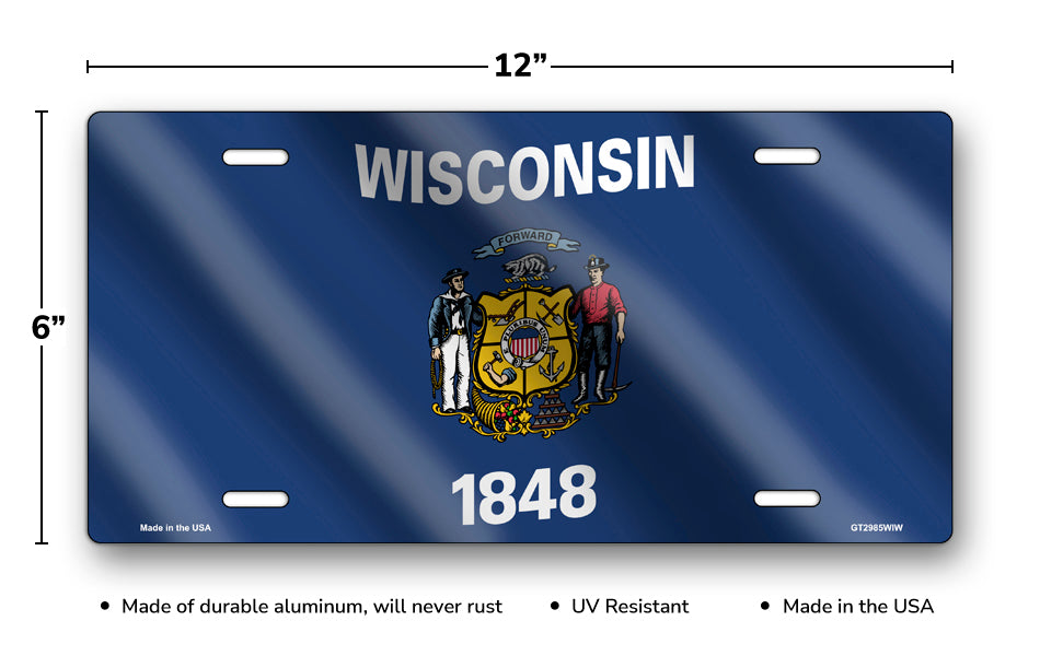 Wavy Wisconsin State Flag License Plate