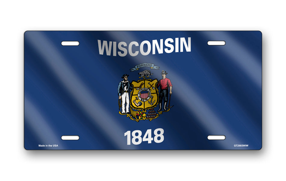 Wavy Wisconsin State Flag License Plate