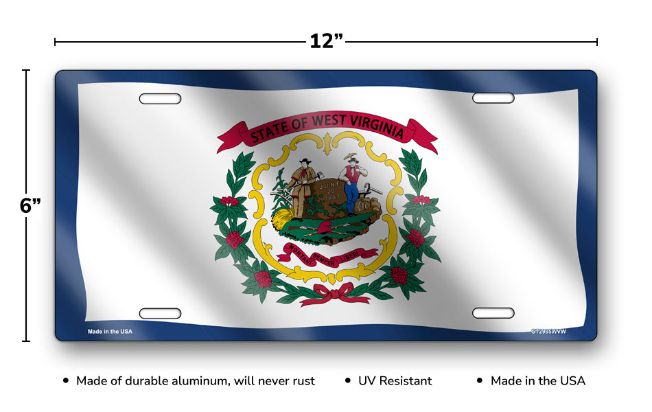 Wavy West Virginia State Flag License Plate