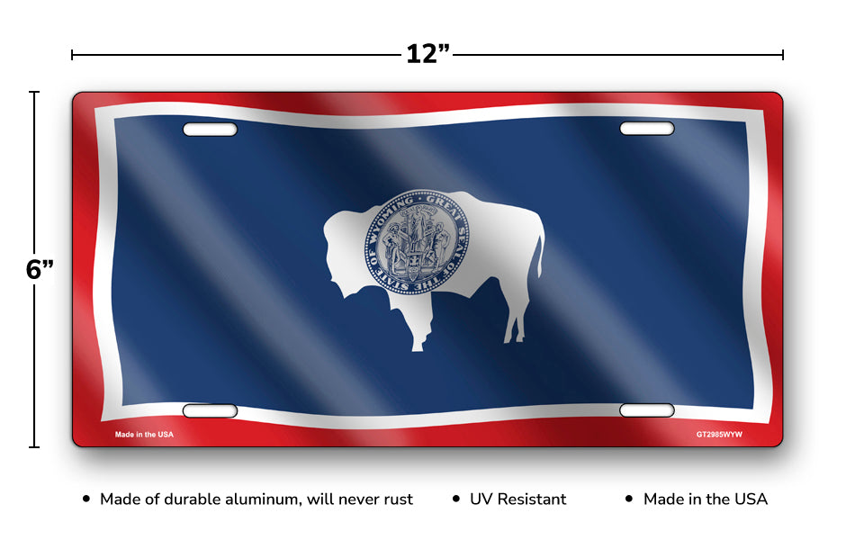 Wavy Wyoming State Flag License Plate